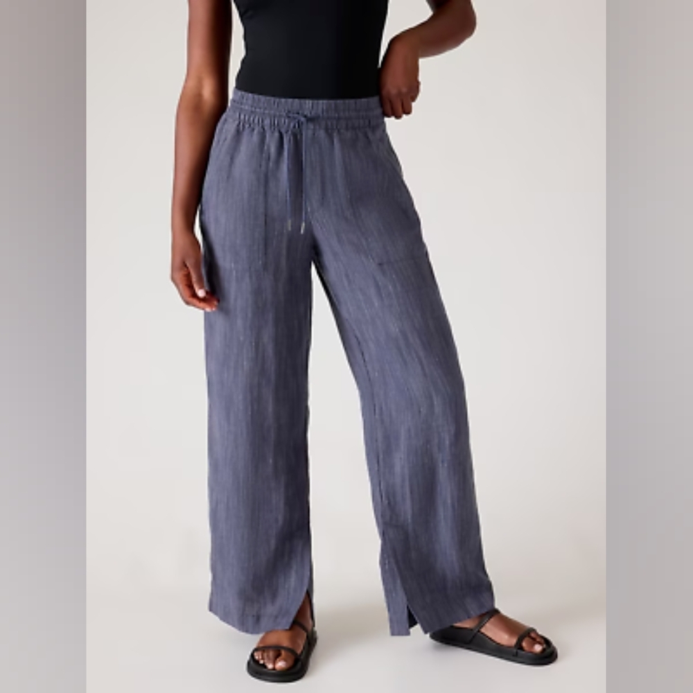 Athleta - Retreat Wide Leg Linen Pant - Raining Violet - Size M Petite - NWT